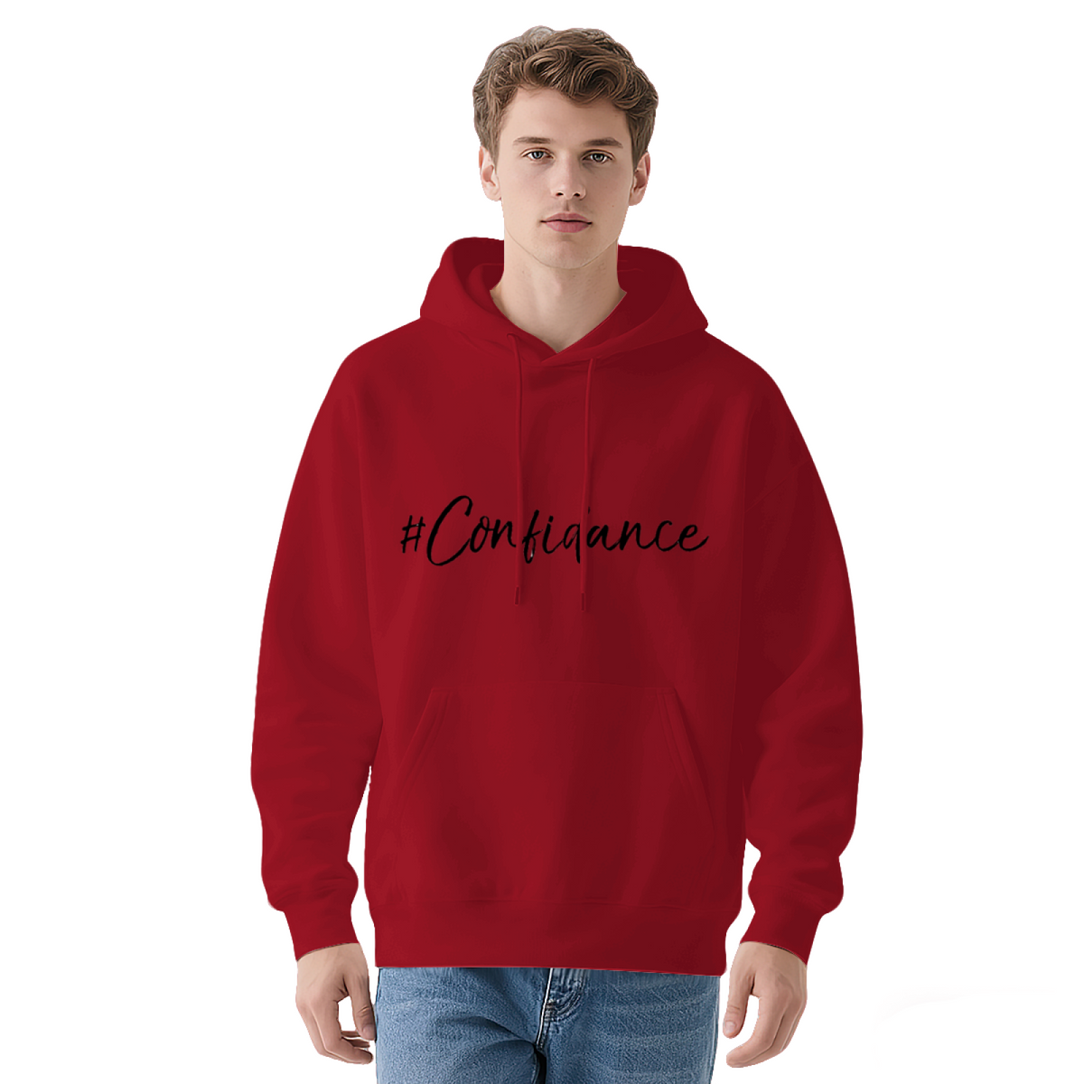 #Confiance Cursive Script White Pullover Hoodie