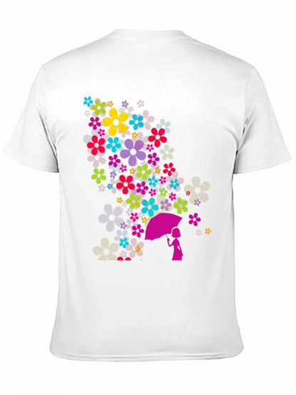Floral Umbrella Graphic Black T-Shirt