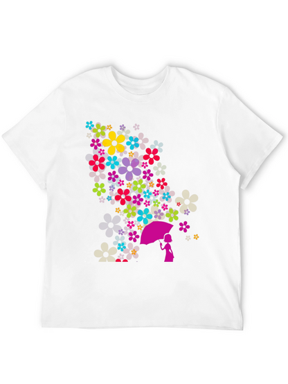 Floral Umbrella Graphic Black T-Shirt