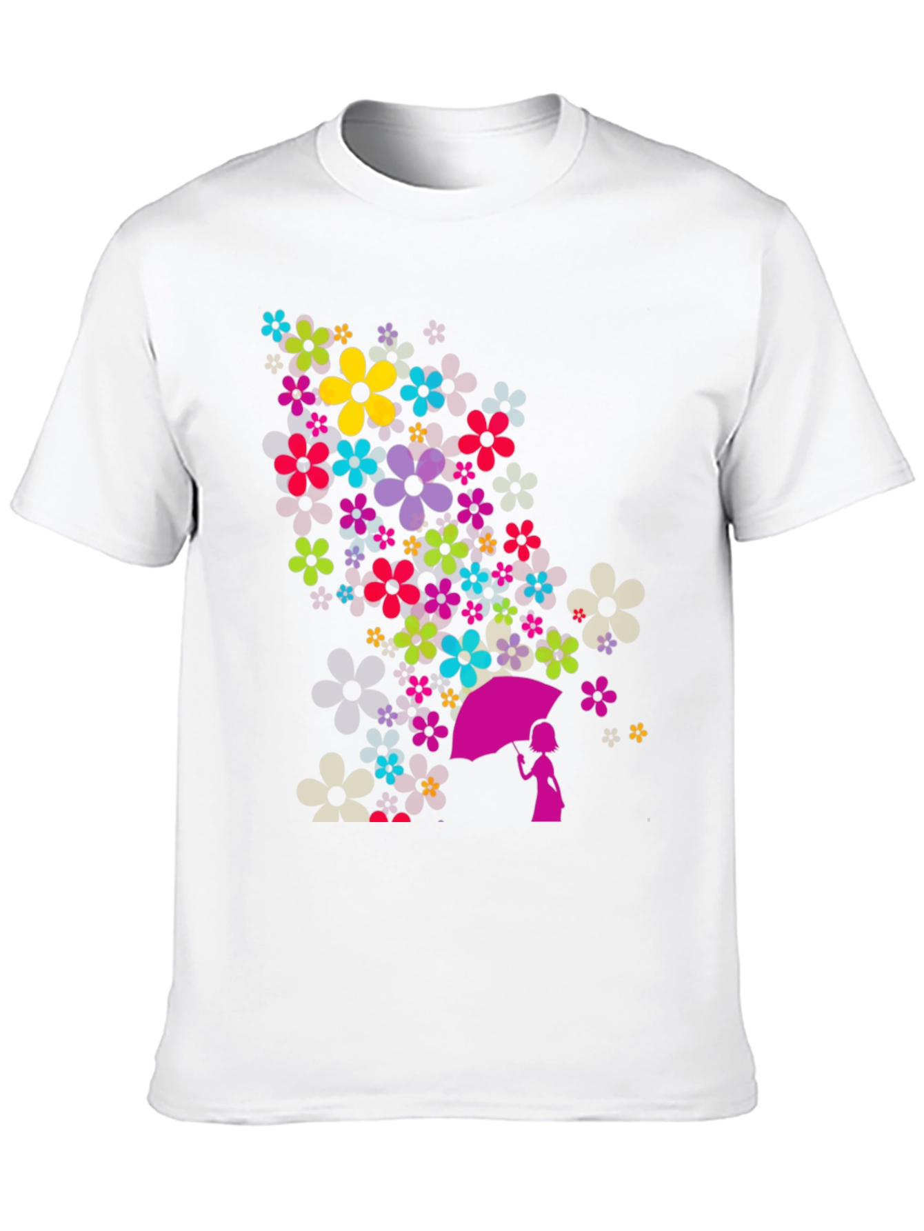 Floral Umbrella Graphic Black T-Shirt