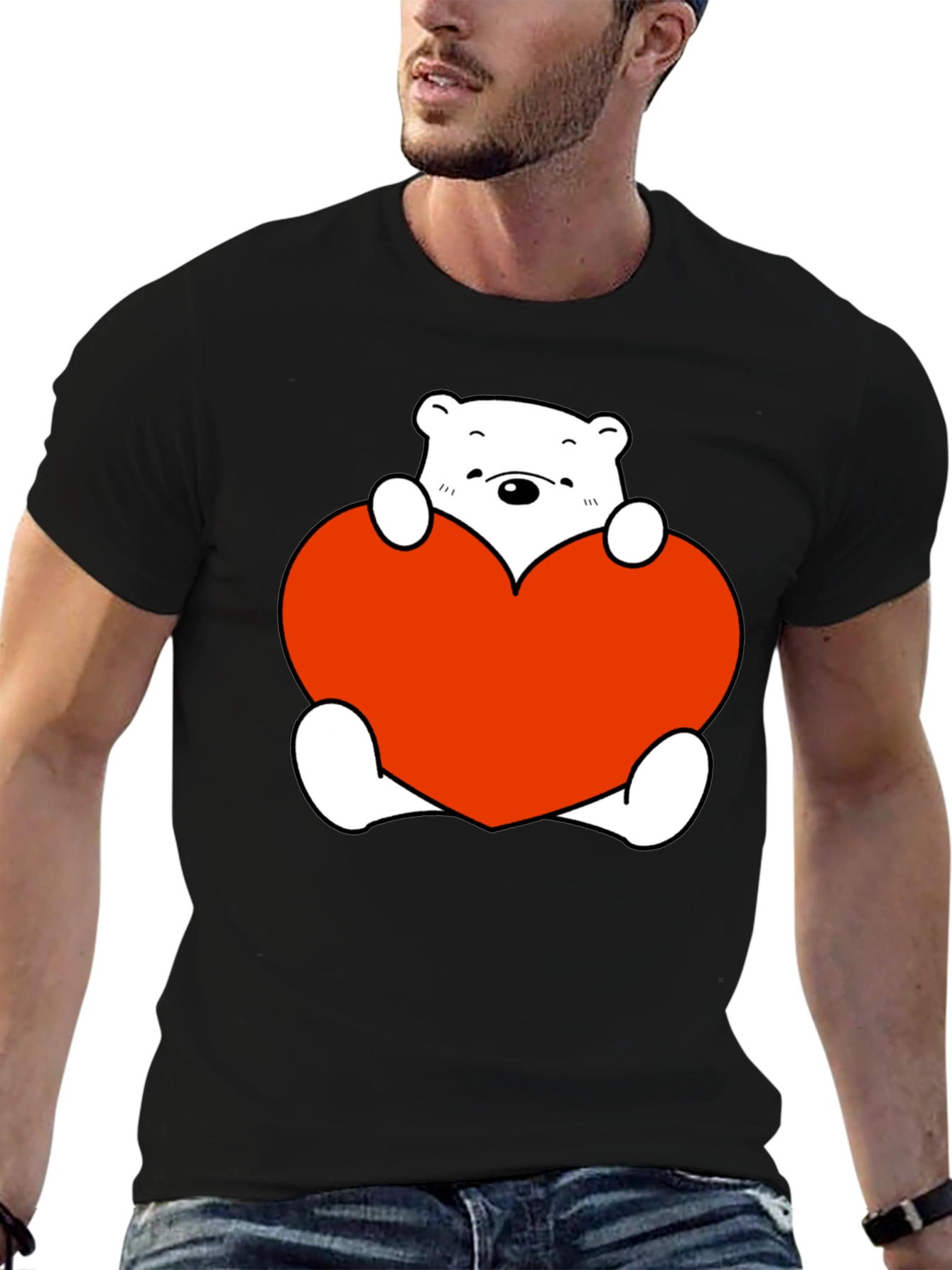 Cute Bear with Heart Graphic T-Shirt