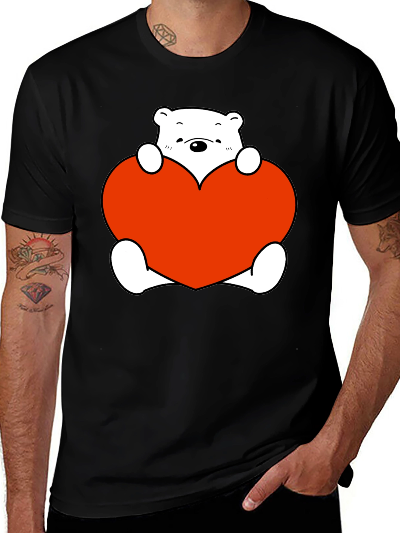 Cute Bear with Heart Graphic T-Shirt