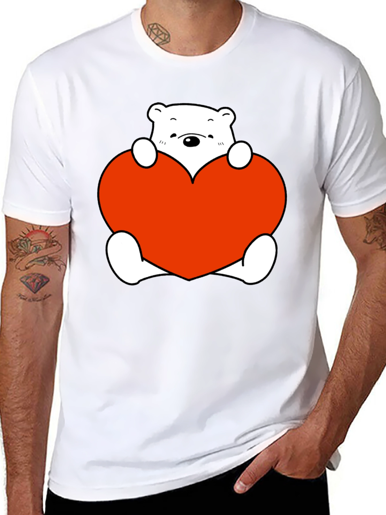 Cute Bear with Heart Graphic T-Shirt