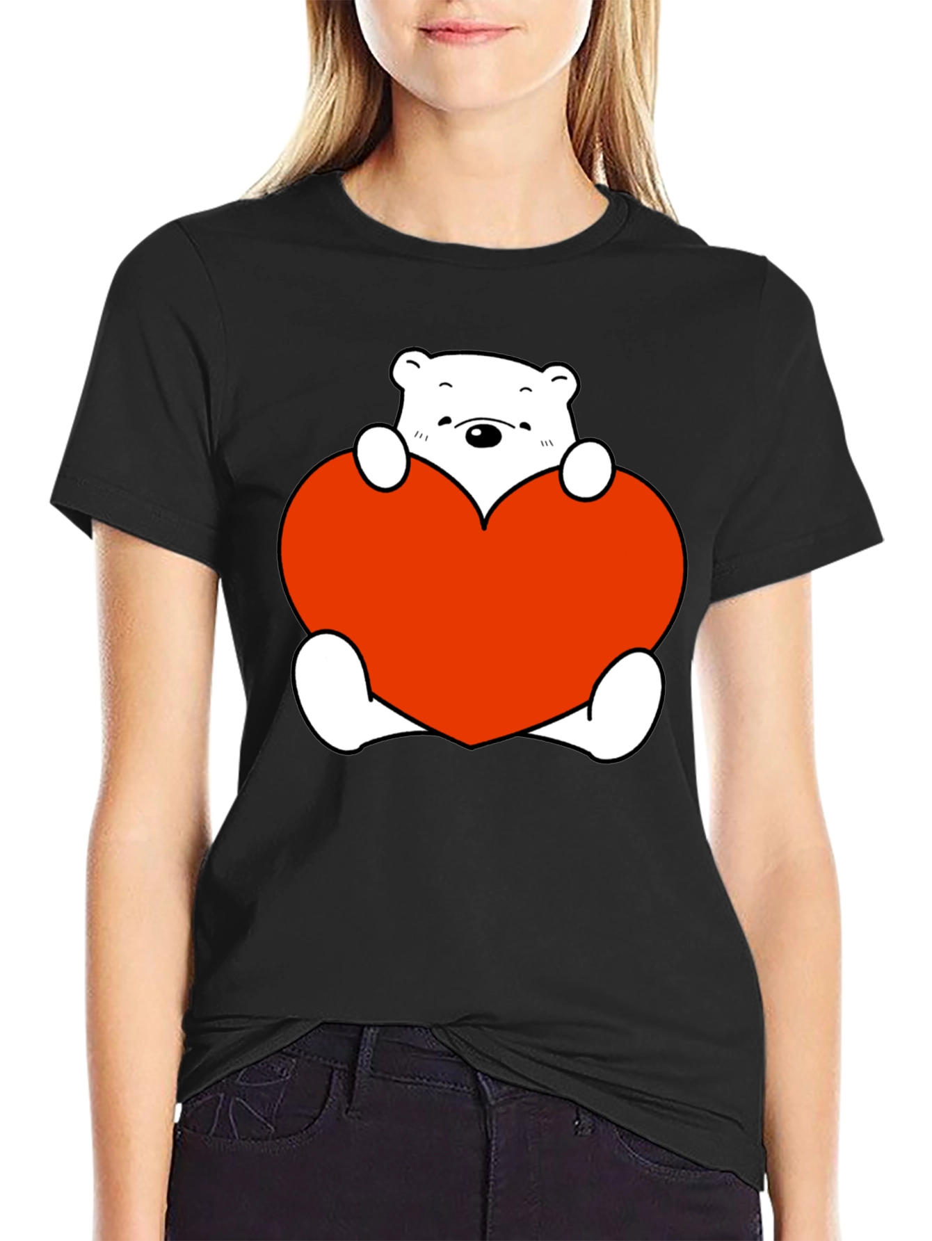 Cute Bear with Heart Graphic T-Shirt