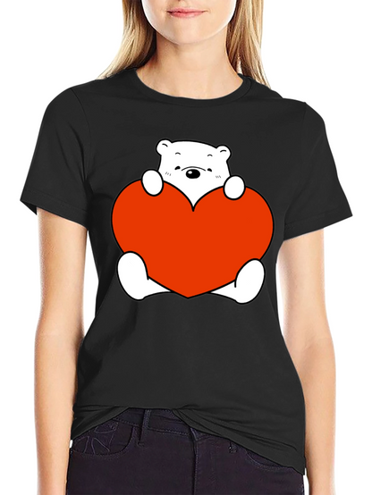 Cute Bear with Heart Graphic T-Shirt
