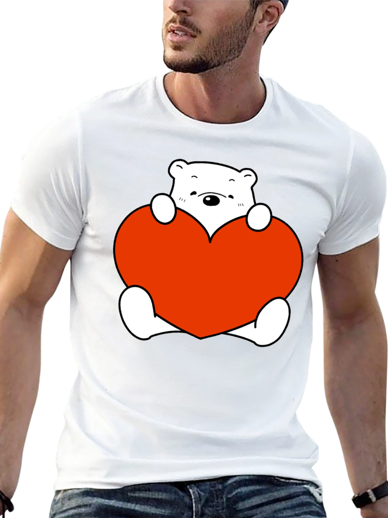 Cute Bear with Heart Graphic T-Shirt