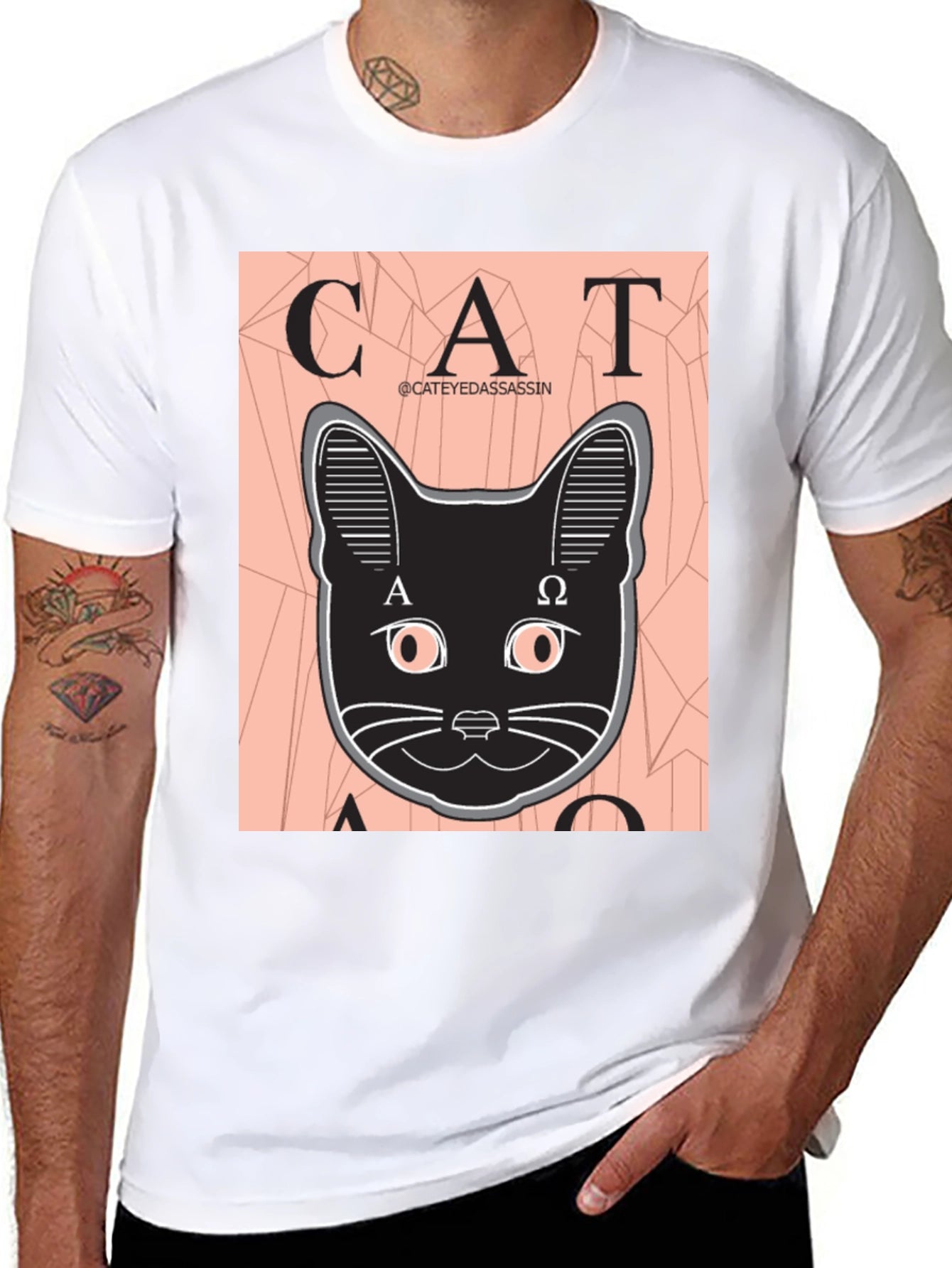 Cat Assassin Graphic Tee - Black T-Shirt