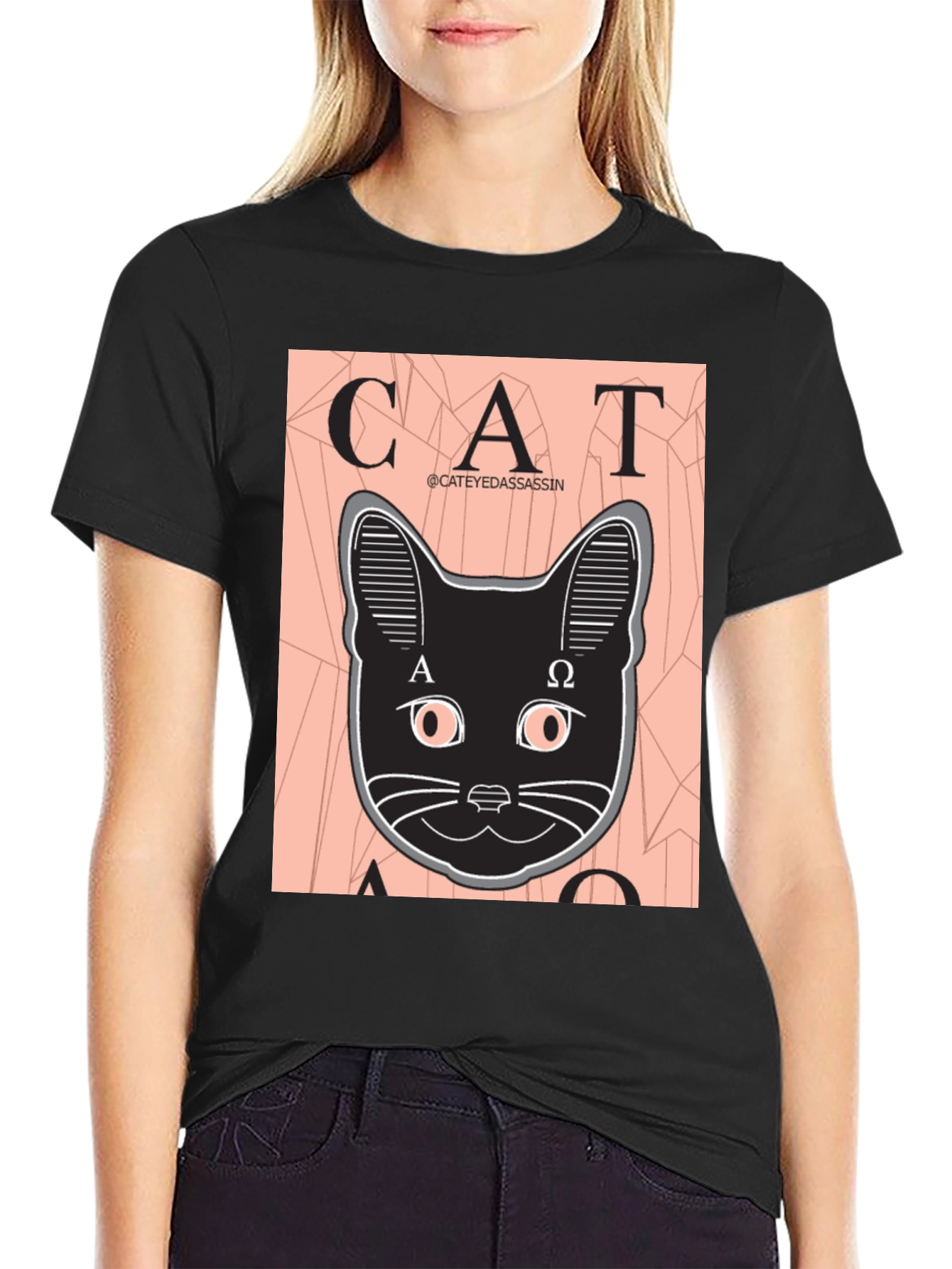 Cat Assassin Graphic Tee - Black T-Shirt