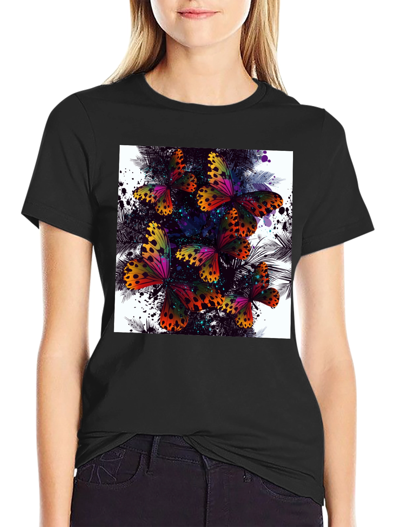 Butterfly Splash Black T-Shirt
