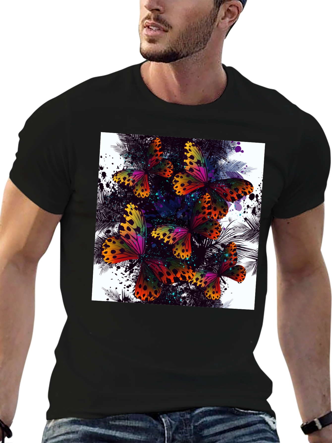 Butterfly Splash Black T-Shirt