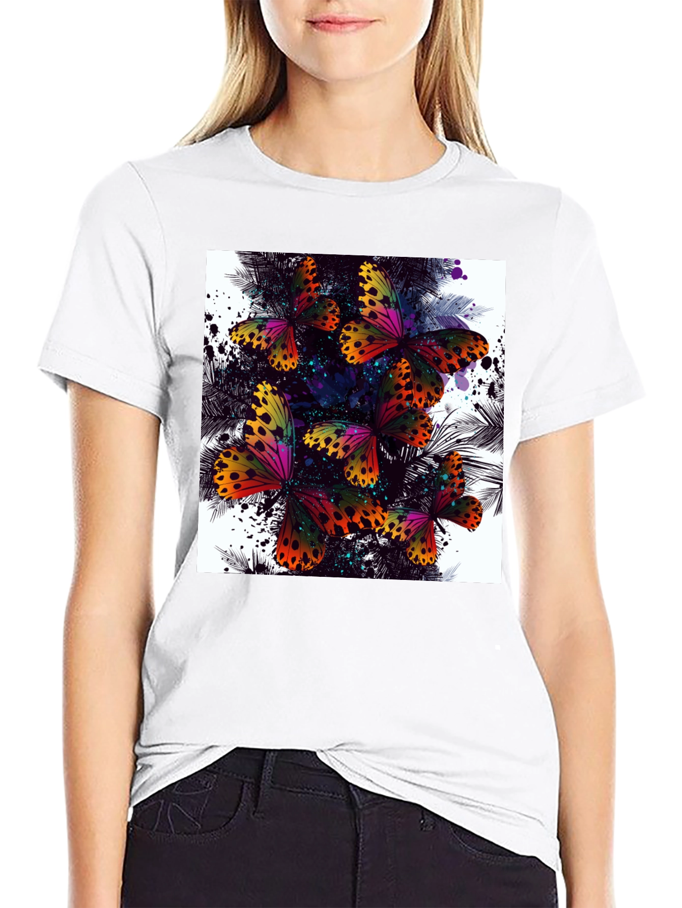 Butterfly Splash Black T-Shirt