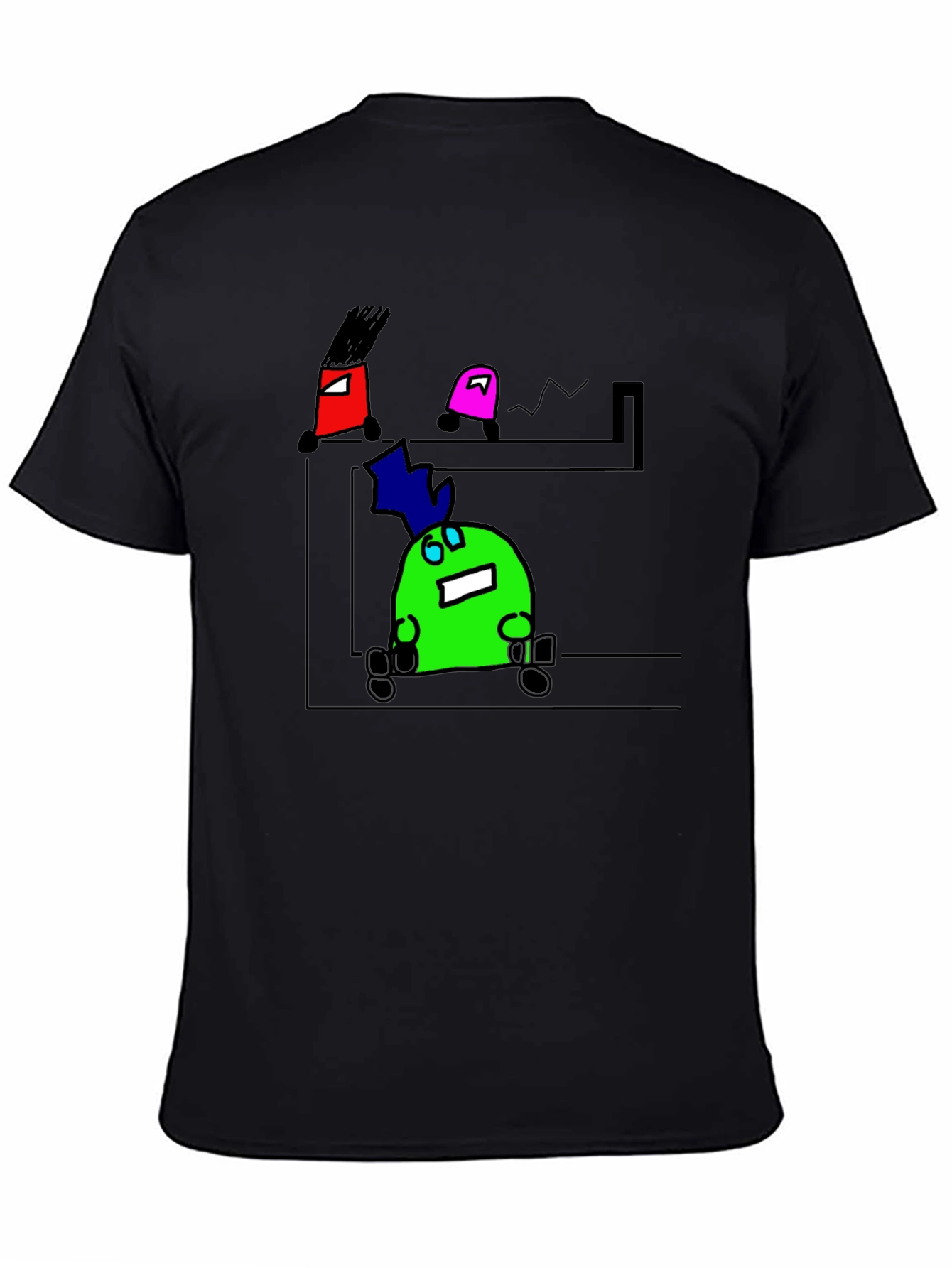 Cartoon Character Graphic Black T-Shirt