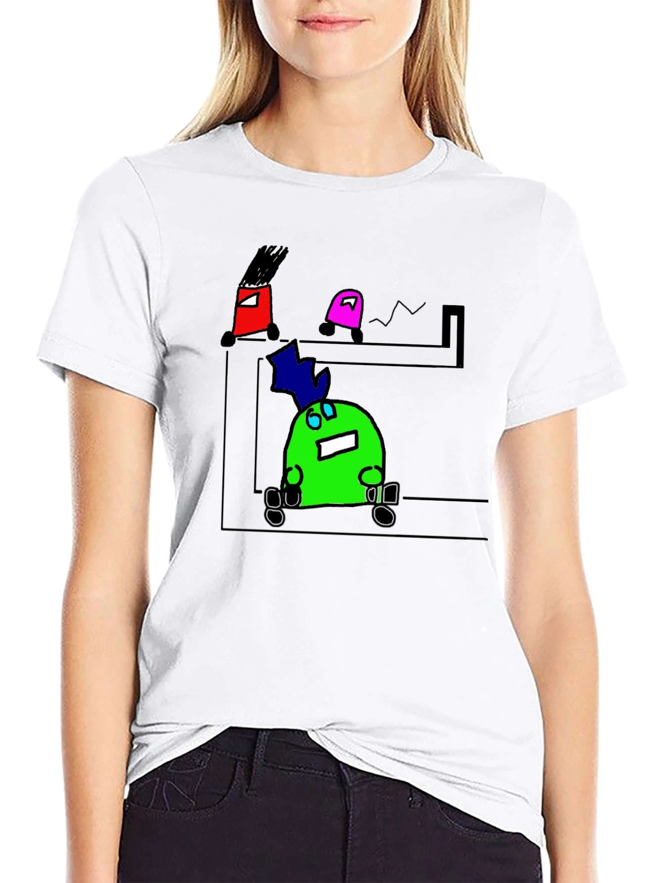 Cartoon Character Graphic Black T-Shirt