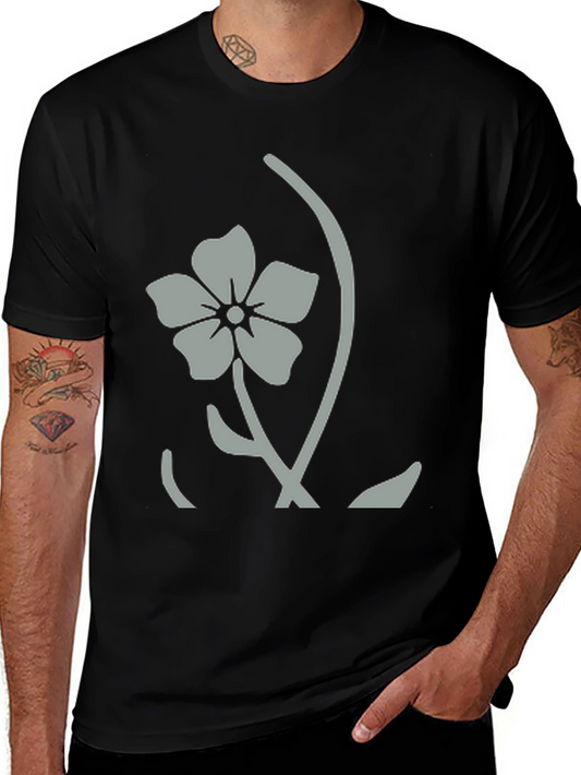 Floral Graphic Tee - Stylish Black Cotton Blend T-Shirt