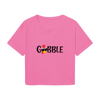 Gobble Cool Sunglasses Turkey Thanksgiving Crop Top