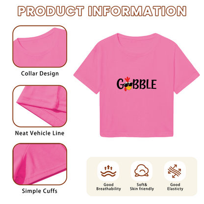 Gobble Cool Sunglasses Turkey Thanksgiving Crop Top