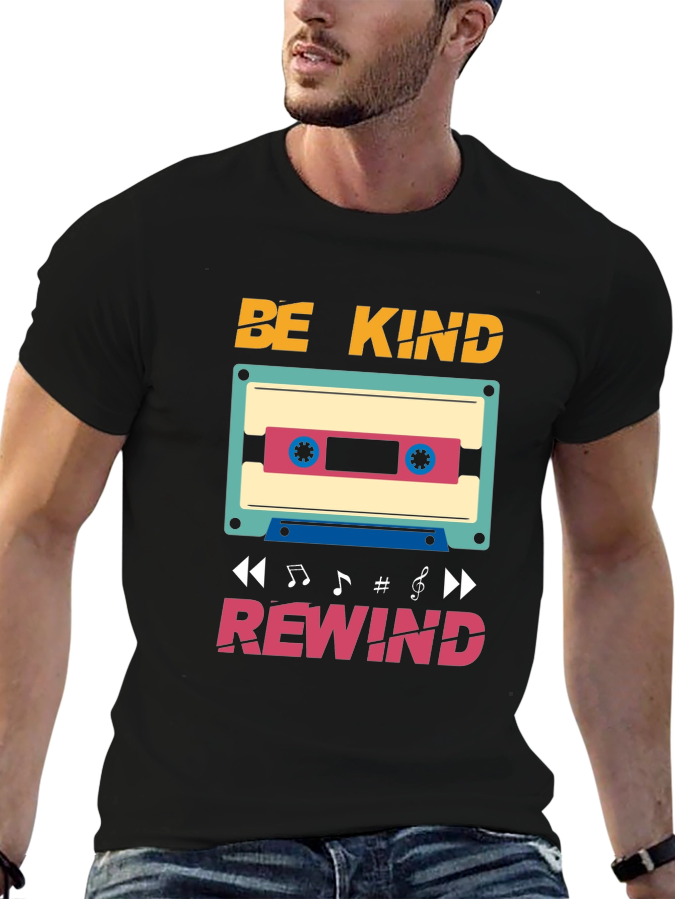 Be Kind Rewind T-Shirt - Retro Cassette Design