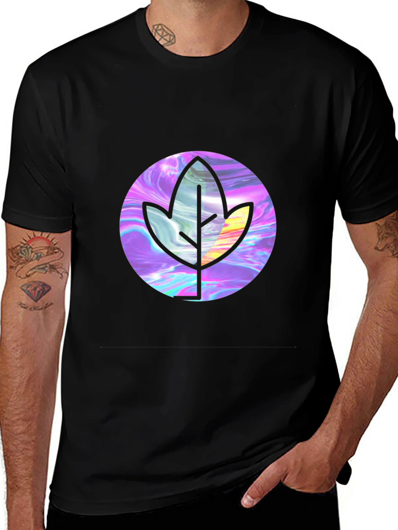 Leaf Graphic Black T-Shirt - Stylish & Unique Design