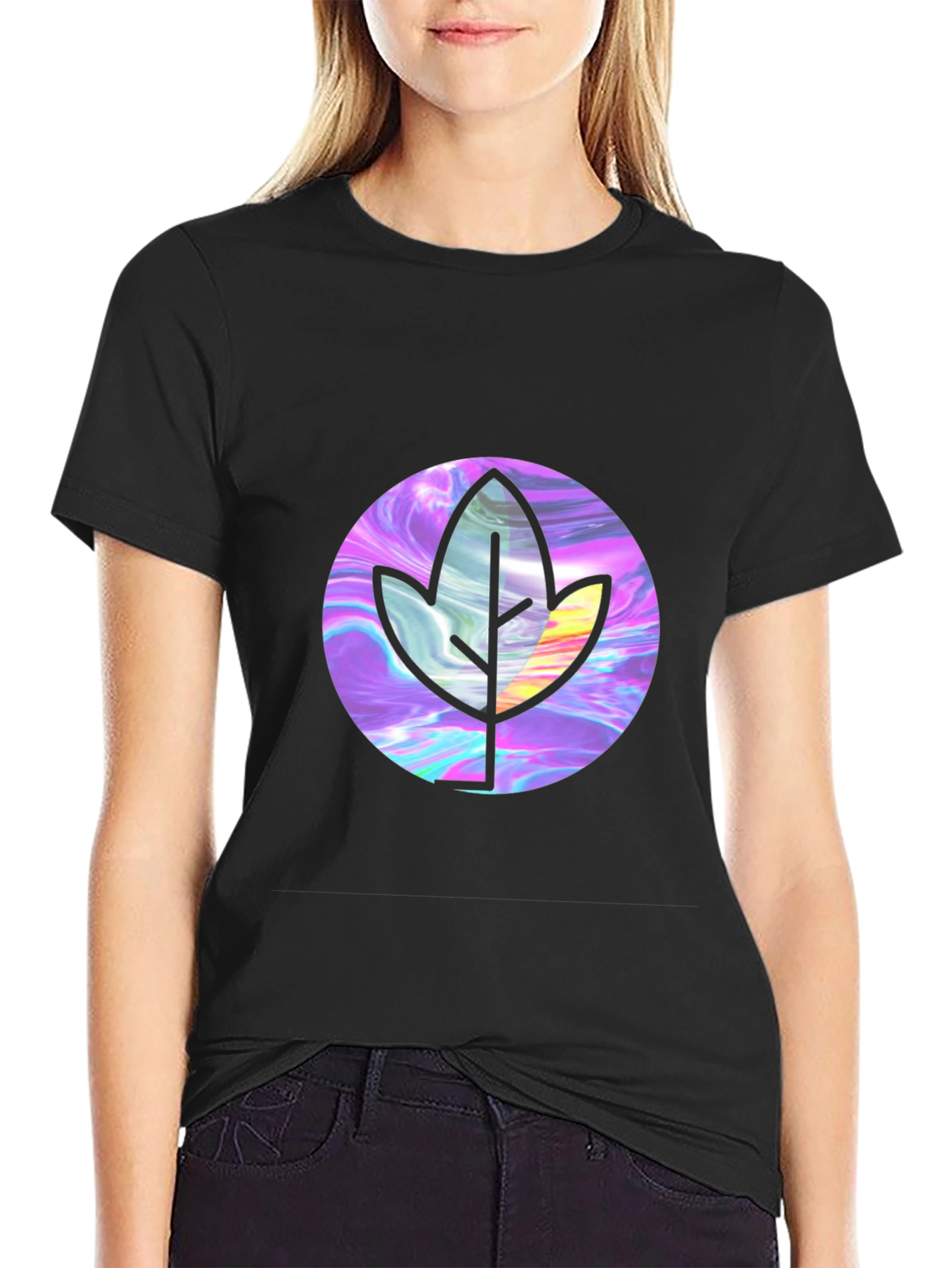 Leaf Graphic Black T-Shirt - Stylish & Unique Design