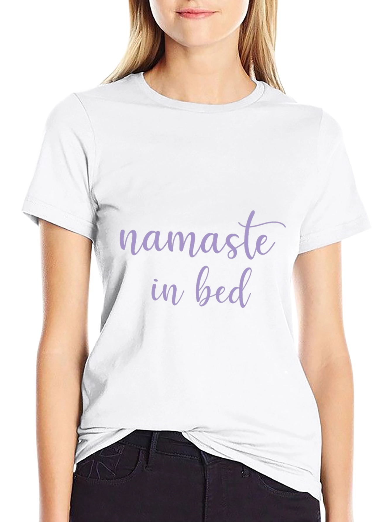 Namaste in Bed Black Graphic T-Shirt