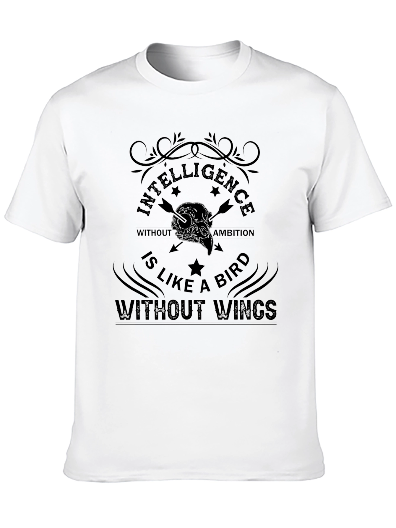 Intelligence Bird Skull Graphic Tee - Mens Black T-Shirt