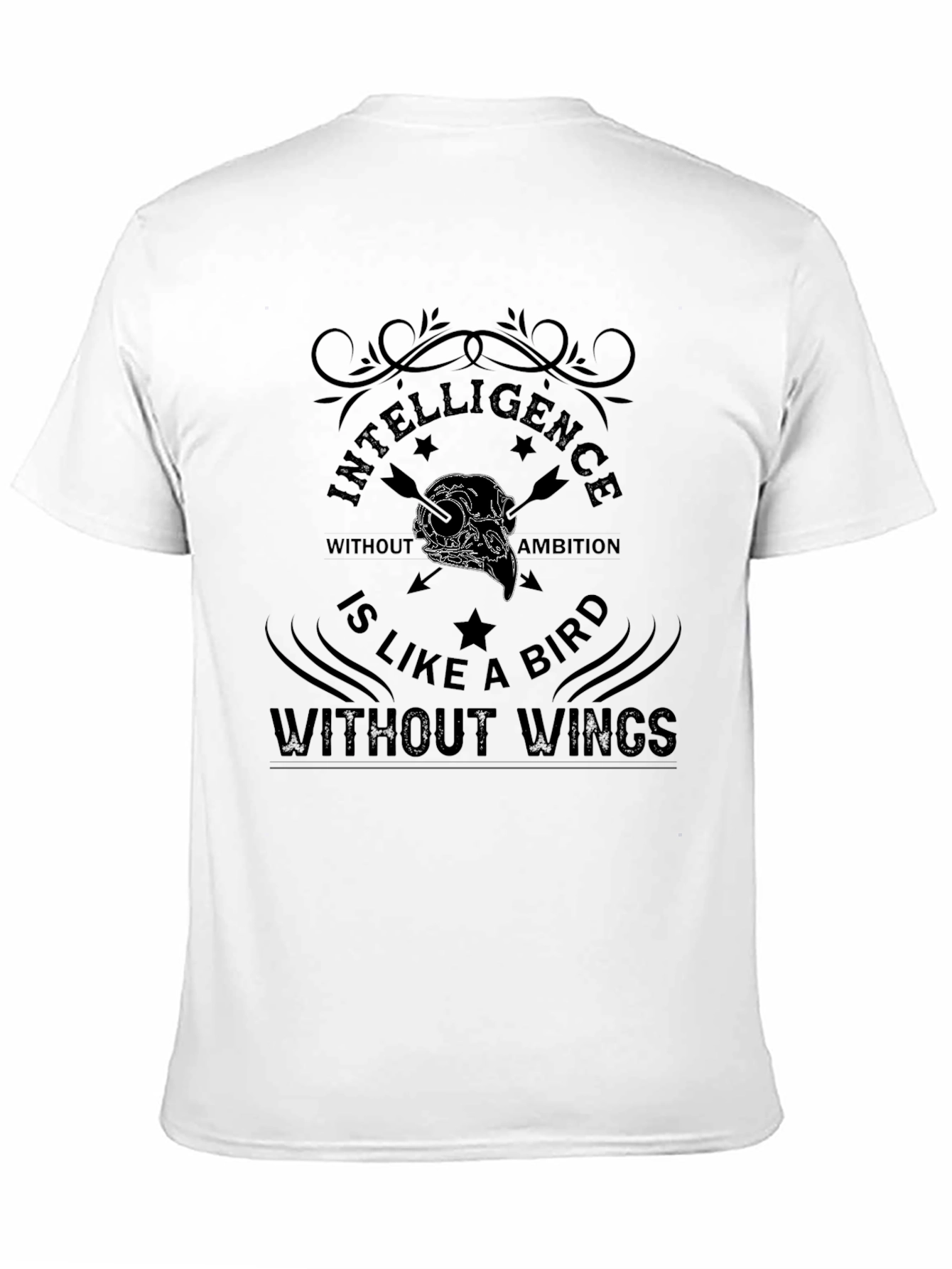 Intelligence Bird Skull Graphic Tee - Mens Black T-Shirt