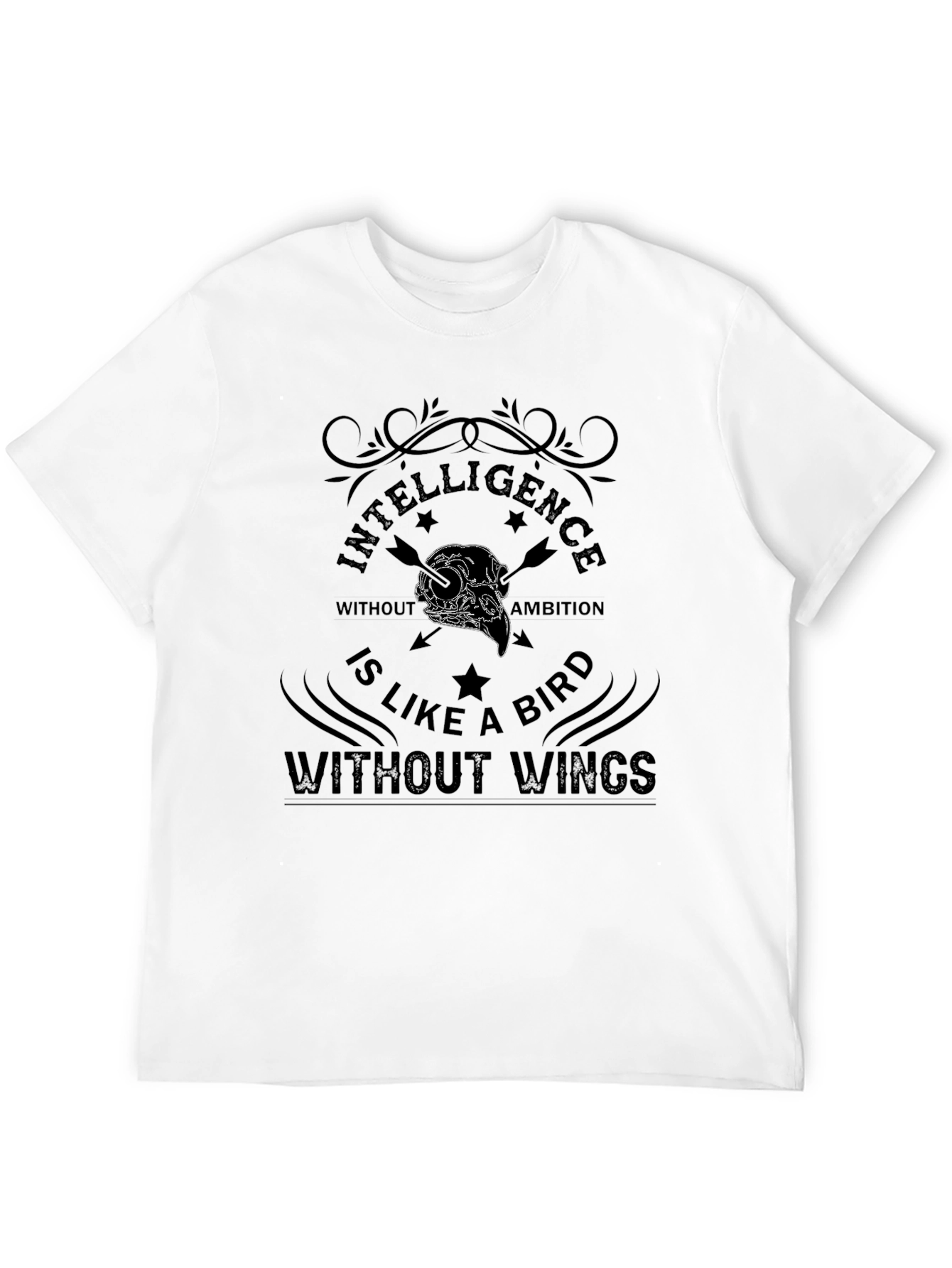 Intelligence Bird Skull Graphic Tee - Mens Black T-Shirt