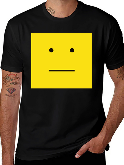 Square Face Graphic T-Shirt - Black Cotton Tee