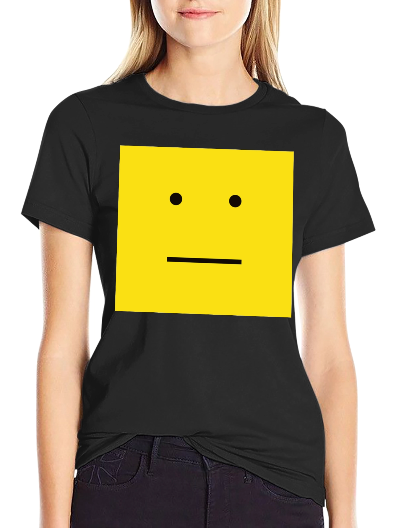 Square Face Graphic T-Shirt - Black Cotton Tee