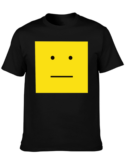 Square Face Graphic T-Shirt - Black Cotton Tee