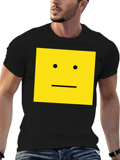 Square Face Graphic T-Shirt - Black Cotton Tee