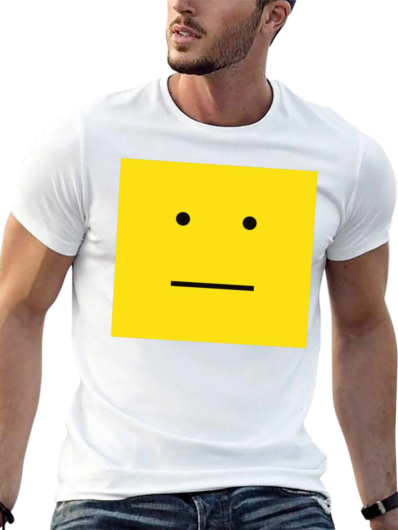 Square Face Graphic T-Shirt - Black Cotton Tee