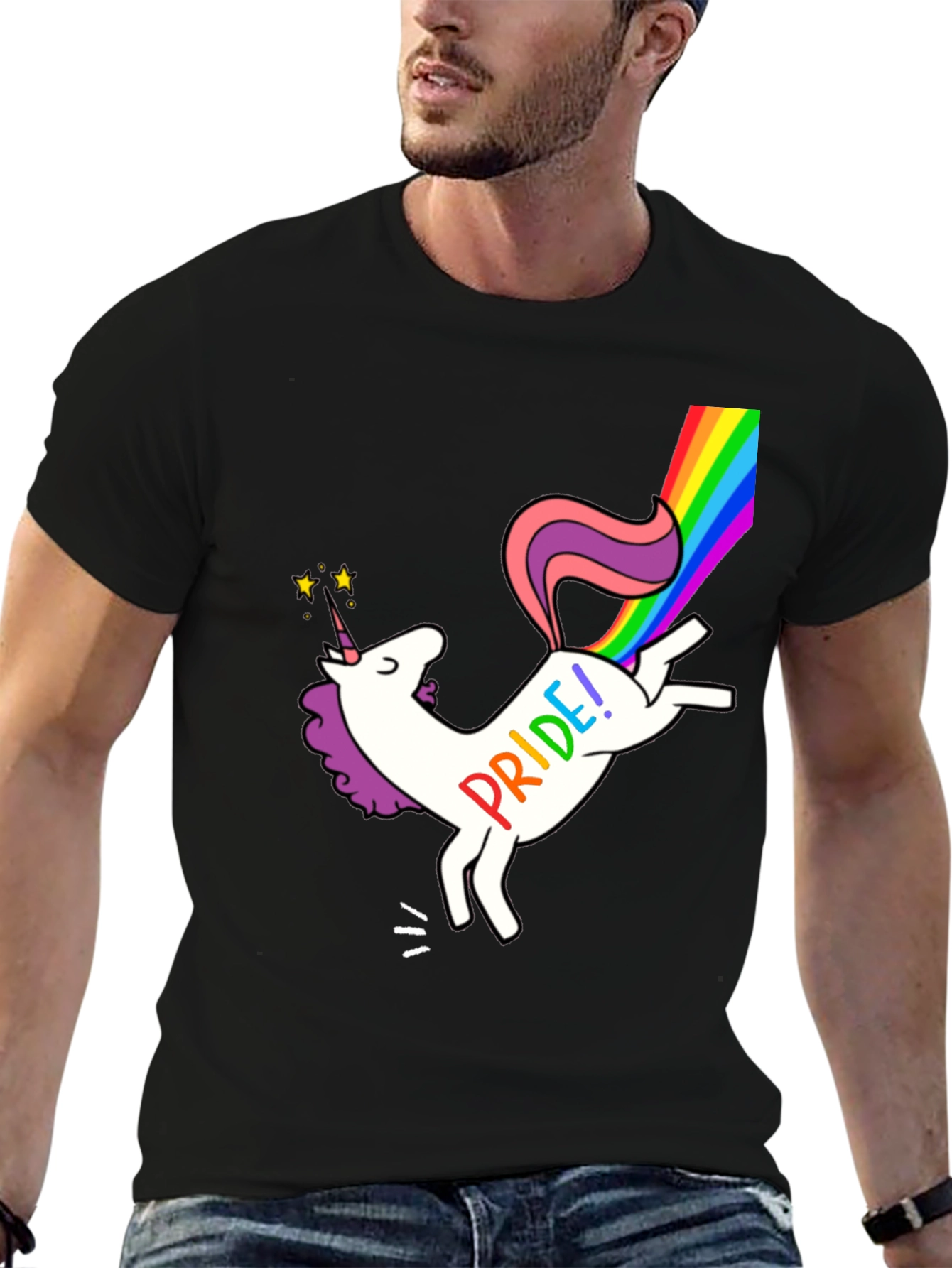Pride Unicorn Graphic Tee - Black