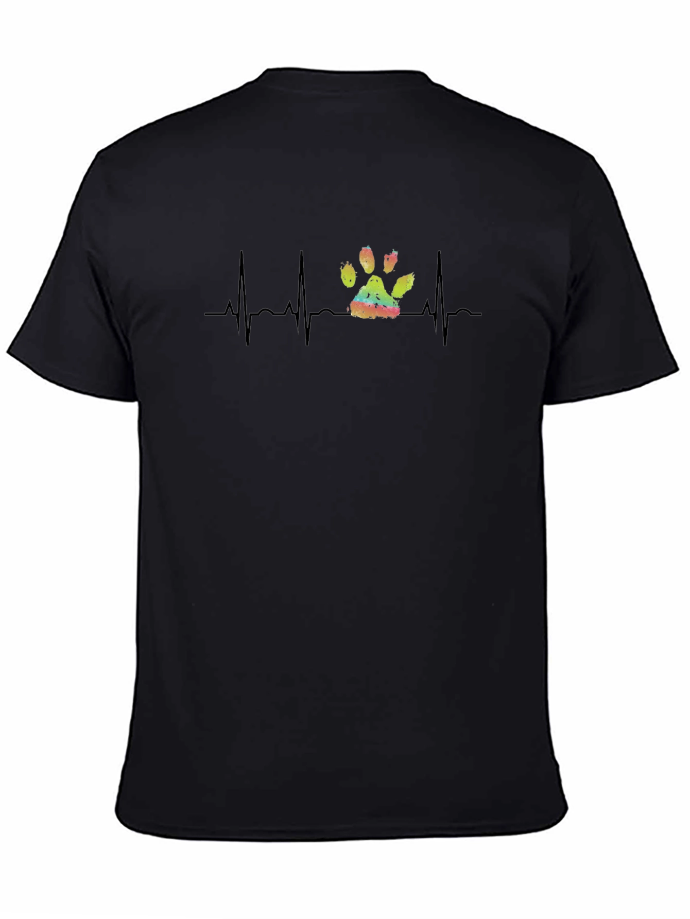 Dog Paw Heartbeat Graphic Tee - Black