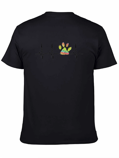 Dog Paw Heartbeat Graphic Tee - Black