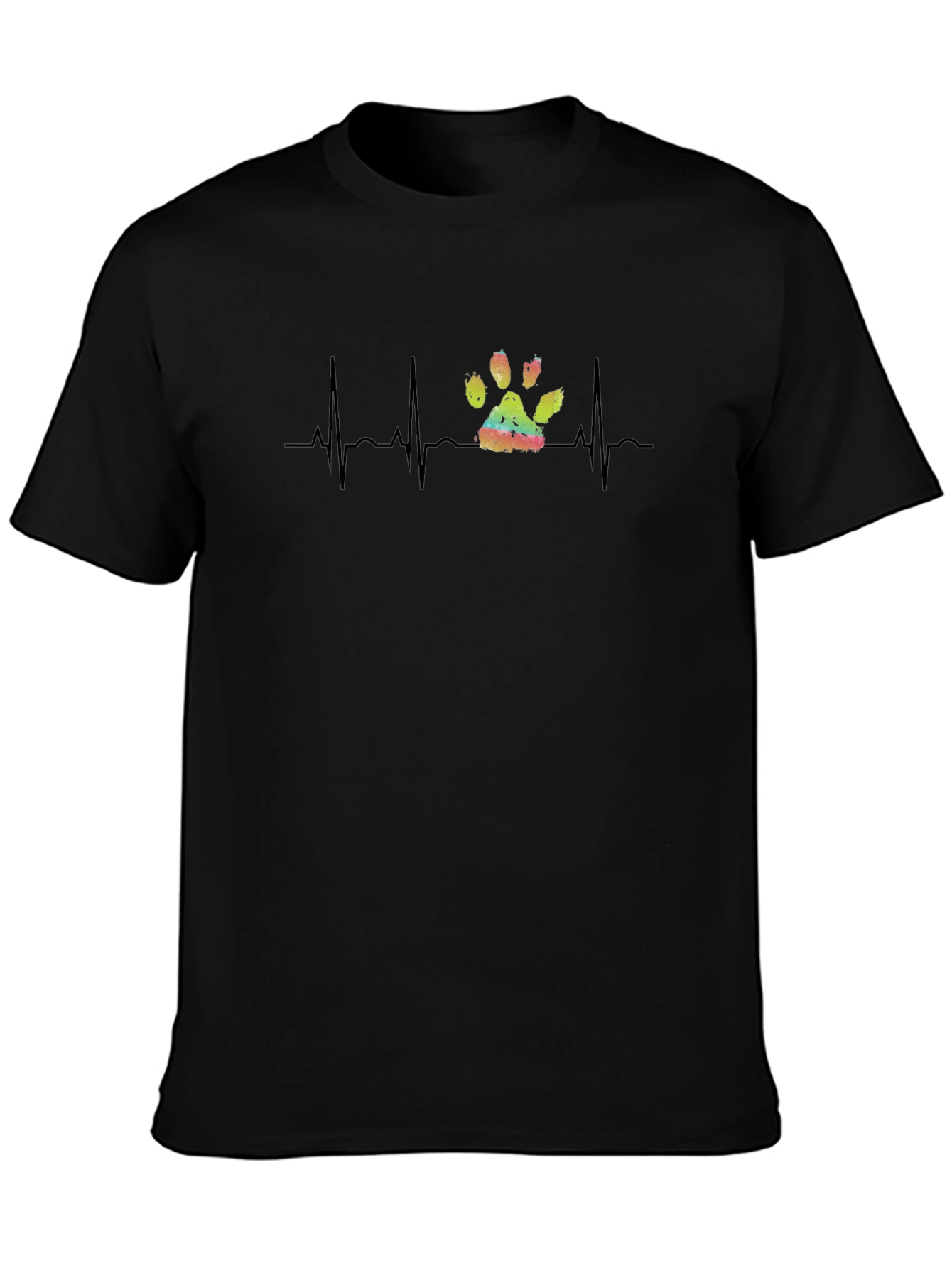 Dog Paw Heartbeat Graphic Tee - Black