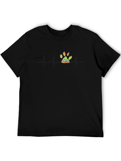Dog Paw Heartbeat Graphic Tee - Black