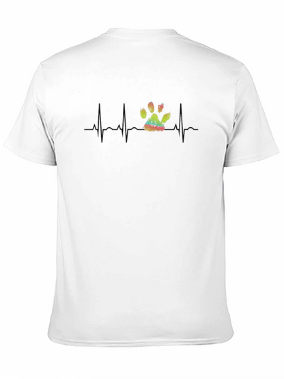 Dog Paw Heartbeat Graphic Tee - Black