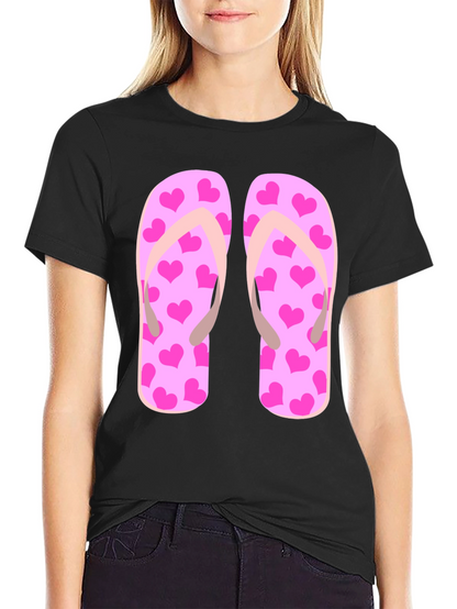 Pink Heart Flip Flop Graphic T-Shirt - Summer Ready!
