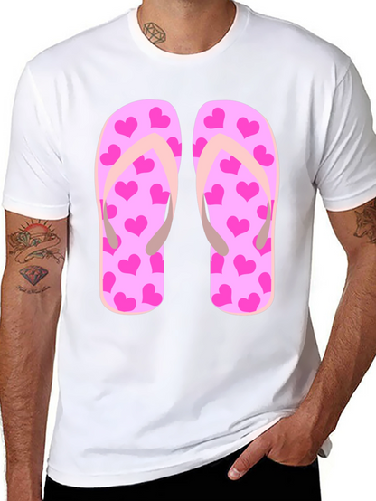 Pink Heart Flip Flop Graphic T-Shirt - Summer Ready!
