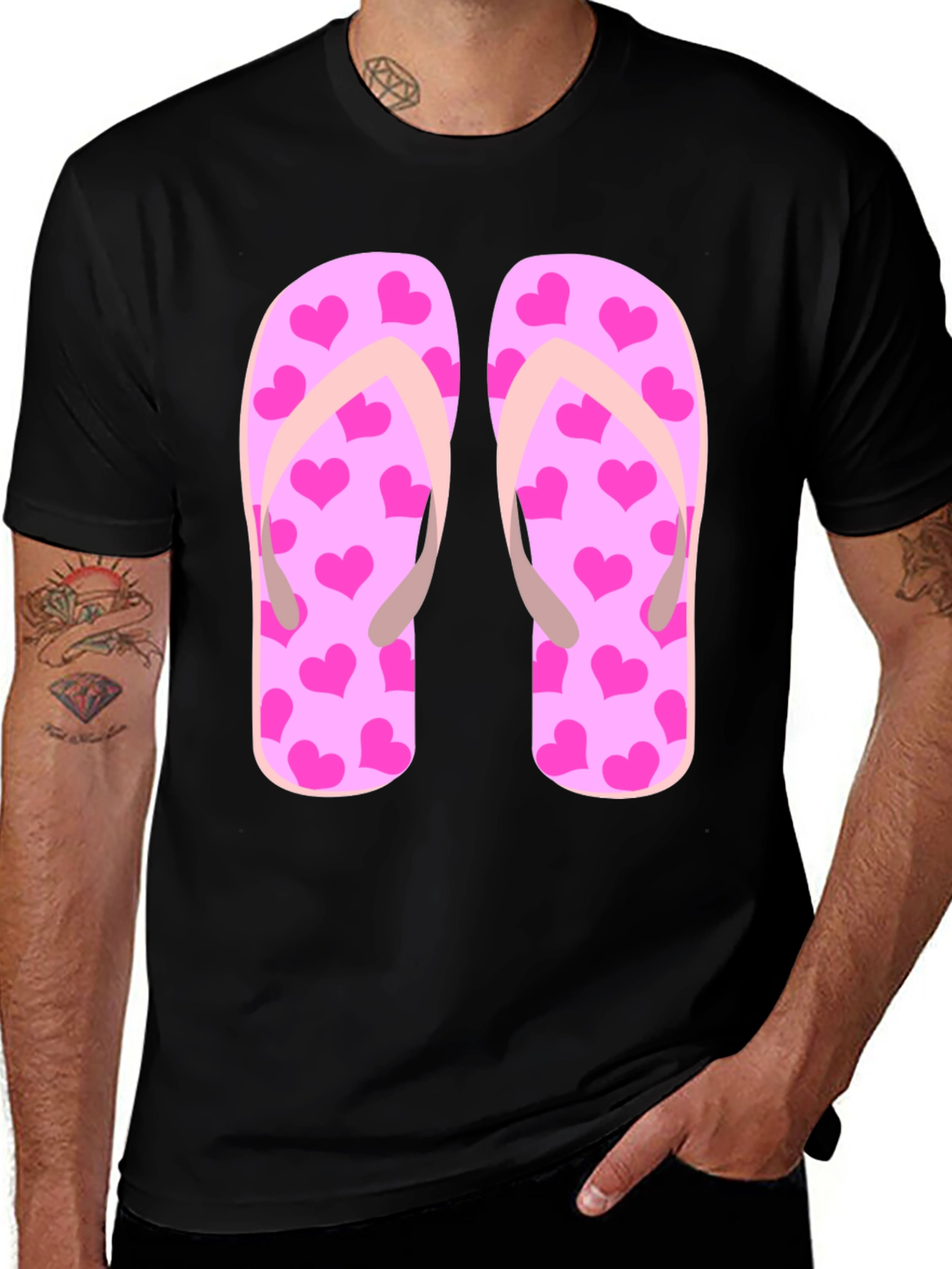 Pink Heart Flip Flop Graphic T-Shirt - Summer Ready!