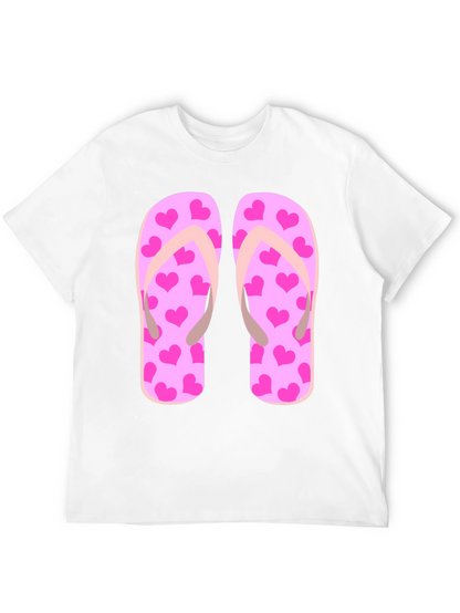 Pink Heart Flip Flop Graphic T-Shirt - Summer Ready!