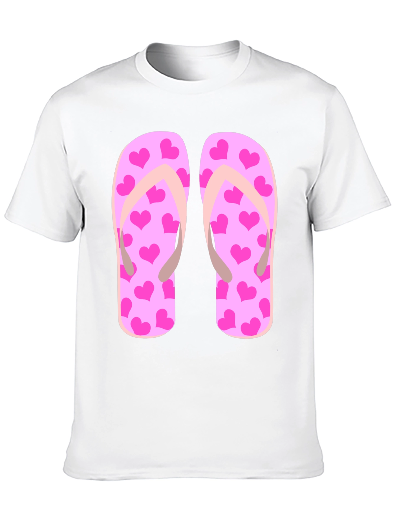 Pink Heart Flip Flop Graphic T-Shirt - Summer Ready!