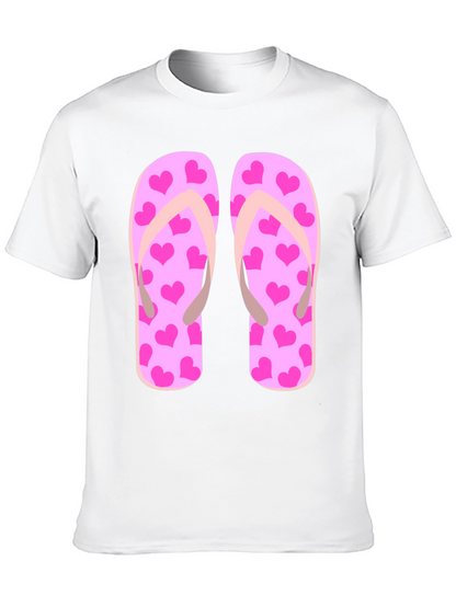 Pink Heart Flip Flop Graphic T-Shirt - Summer Ready!