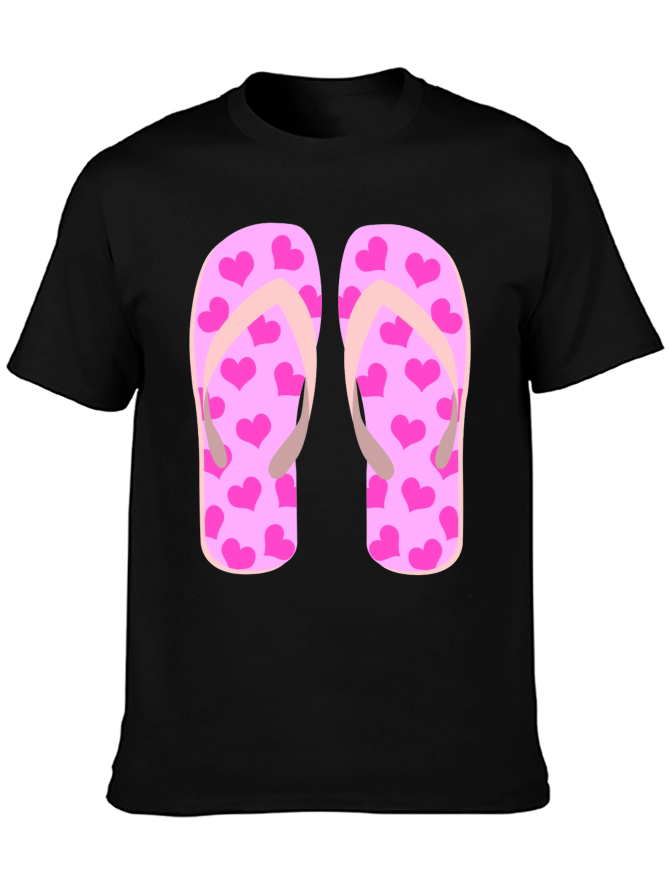 Pink Heart Flip Flop Graphic T-Shirt - Summer Ready!