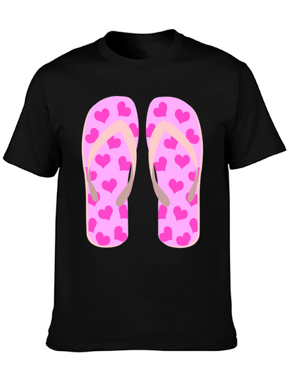 Pink Heart Flip Flop Graphic T-Shirt - Summer Ready!