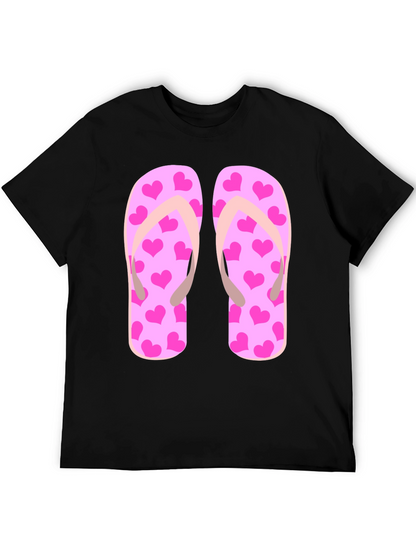 Pink Heart Flip Flop Graphic T-Shirt - Summer Ready!
