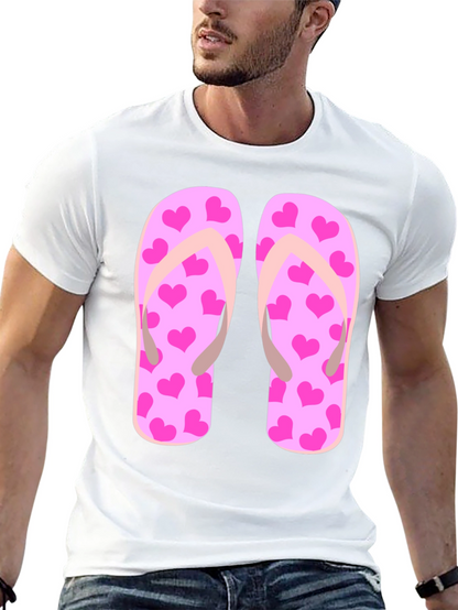 Pink Heart Flip Flop Graphic T-Shirt - Summer Ready!