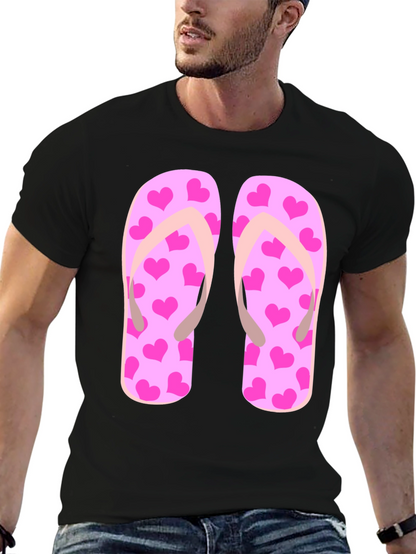 Pink Heart Flip Flop Graphic T-Shirt - Summer Ready!