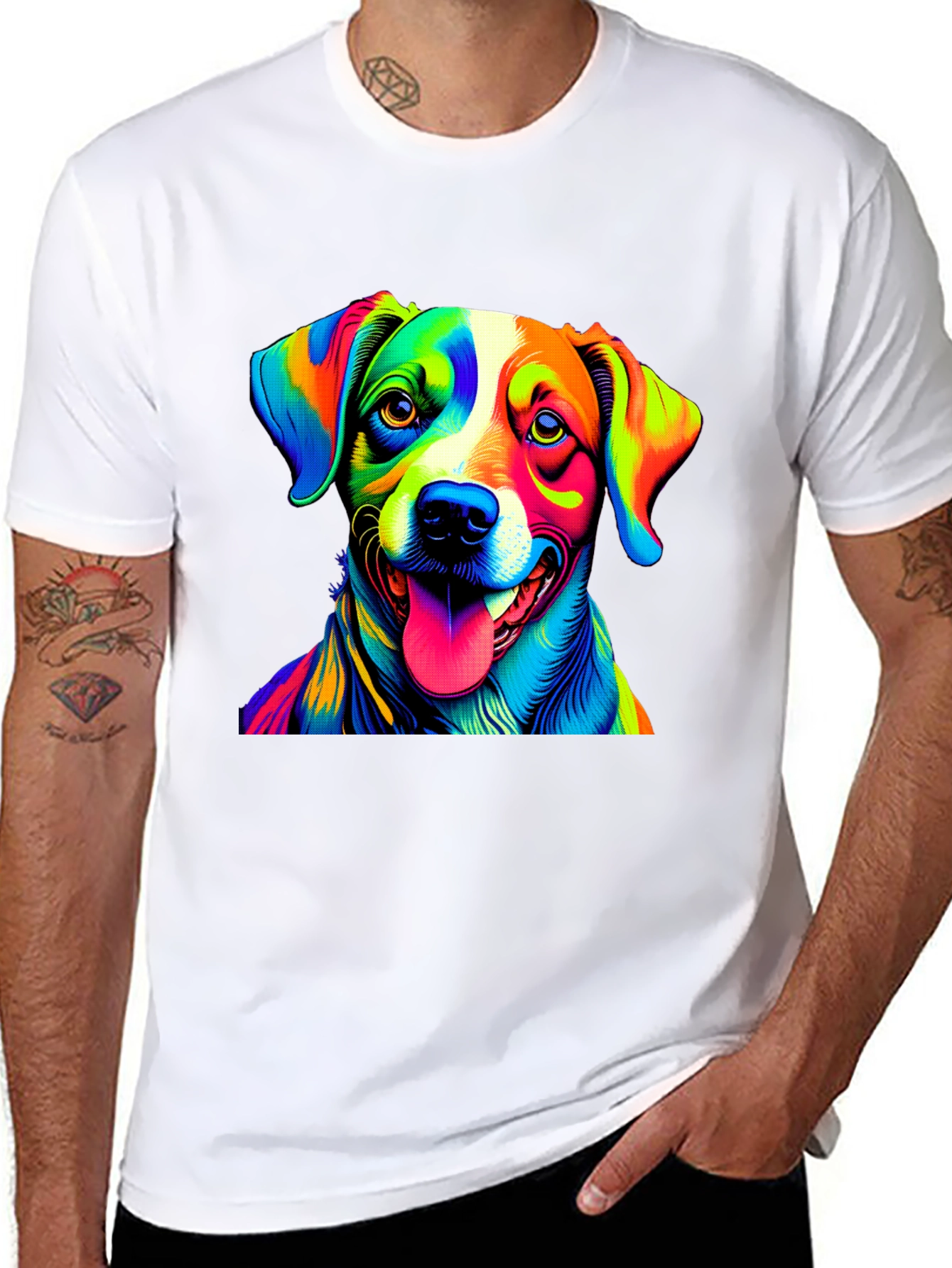 Dog Pop Art Graphic Tee - Mens Black T-Shirt